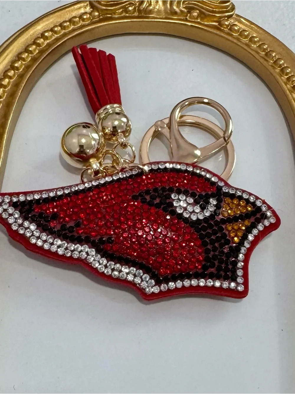 New Red Crystal Cardinal Keychain